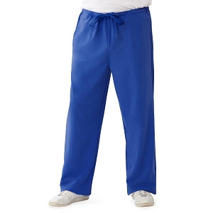 Medline Newport ave Unisex Stretch Fabric Scrub Pants with Drawstring - Newport ave Unisex Drawstring Waist Scrub Pants with 3 Pockets, Size L Tall Inseam, Royal Blue - 5900RYLLT