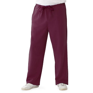Medline Newport ave Unisex Stretch Fabric Scrub Pants with Drawstring - Newport ave Unisex Drawstring Waist Scrub Pants with 3 Pockets, Size XS Regular Inseam, Wine - 5900WNEXS