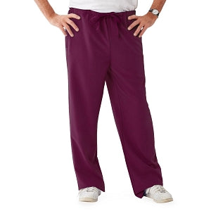 Medline Newport ave Unisex Stretch Fabric Scrub Pants with Drawstring - Newport ave Unisex Drawstring Waist Scrub Pants with 3 Pockets, Size 3XL Petite Inseam, Wine - 5900WNEXXXLP