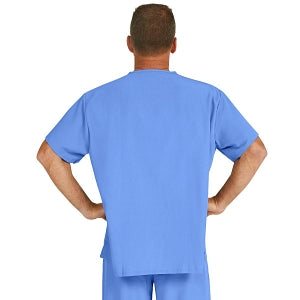 Medline Fifth ave Unisex Stretch Fabric V-Neck Scrub Top with 1 Pocket - Fifth ave Unisex V-Neck Scrub Top with 1 Pocket, Size 4XL, Ceil Blue - 5910CBL4XL