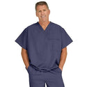 Medline Fifth ave Unisex Stretch Fabric V-Neck Scrub Top with 1 Pocket - Fifth ave Unisex V-Neck Scrub Top with 1 Pocket, Size 5XL, Navy - 5910NVY5XL