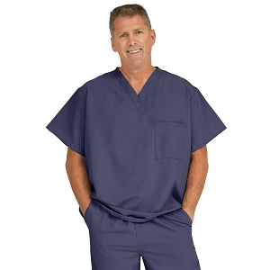Medline Fifth ave Unisex Stretch Fabric V-Neck Scrub Top with 1 Pocket - Fifth ave Unisex V-Neck Scrub Top with 1 Pocket, Size XL, Navy - 5910NVYXL