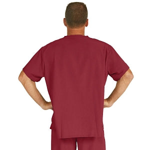 Medline Fifth ave Unisex Stretch Fabric V-Neck Scrub Top with 1 Pocket - Fifth ave Unisex V-Neck Scrub Top with 1 Pocket, Size XXS, Wine - 5910WNEXXS