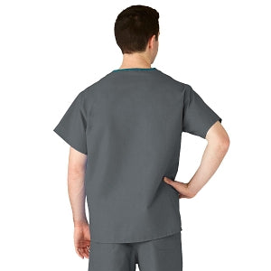 Medline AngelStat Unisex Reversible V-Neck Scrub Top with 2 Pockets - AngelStat Unisex Reversible V-Neck 2-Pocket Scrub Top with Medline Color-Coding, Size 3XL, Charcoal - 610NCCXXXL-CM