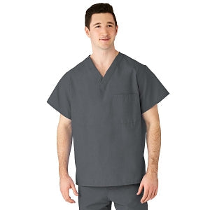 Medline AngelStat Unisex Reversible V-Neck Scrub Top with 2 Pockets - AngelStat Unisex Reversible V-Neck 2-Pocket Scrub Top with Medline Color-Coding, Size 3XL, Charcoal - 610NCCXXXL-CM