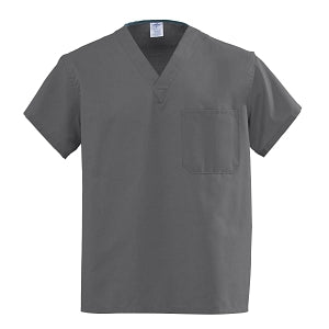 Medline AngelStat Unisex Reversible V-Neck Scrub Top with 2 Pockets - AngelStat Unisex Reversible V-Neck 2-Pocket Scrub Top with Angelica Color-Coding, Size L, Gray - 610NGTL-CA