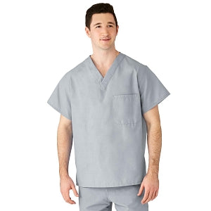 Medline AngelStat Unisex Reversible V-Neck Scrub Top with 2 Pockets - AngelStat Unisex Reversible V-Neck 2-Pocket Scrub Top with Medline Color-Coding, Size S, Gray - 610NGTS-CM