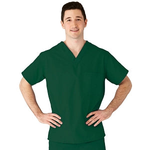 Medline AngelStat Unisex Reversible V-Neck Scrub Top with 2 Pockets - AngelStat Unisex Reversible V-Neck 2-Pocket Scrub Top with Angelica Color-Coding, Size S, Hunter Green - 610NHGS-CA