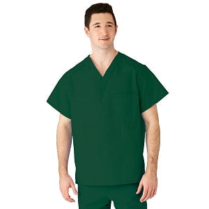 Medline AngelStat Unisex Reversible V-Neck Scrub Top with 2 Pockets - AngelStat Unisex Reversible V-Neck 2-Pocket Scrub Top with Angelica Color-Coding, Size S, Hunter Green - 610NHGS-CA