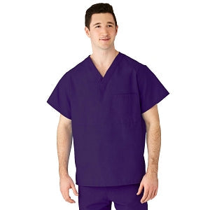 Medline AngelStat Unisex Reversible V-Neck Scrub Top with 2 Pockets - AngelStat Unisex Reversible V-Neck 2-Pocket Scrub Top with Angelica Color-Coding, Size 4XL, Navy - 610NRP4XL-CA