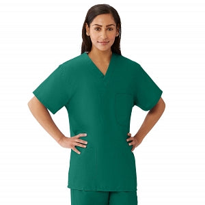 Medline AngelStat Unisex Reversible V-Neck Scrub Top with 4 Pockets - AngelStat Unisex Reversible V-Neck 4-Pocket Scrub Top with Angelica Color-Coding, Size XL, Hunter Green - 630NHGXL-CA