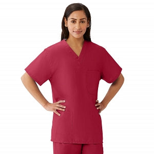 Medline AngelStat Unisex Reversible V-Neck Scrub Top with 4 Pockets - AngelStat Unisex Reversible V-Neck 4-Pocket Scrub Top with Angelica Color-Coding, Size M, Raspberry - 630NTRM-CA
