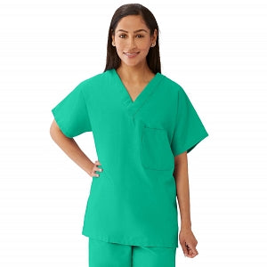 Medline Unisex 100% Cotton Reversible V-Neck Scrub Top with 2 Pockets - Unisex 100% Cotton Reversible V-Neck 2-Pocket Scrub Top, Size L, Jade - 648MJSL