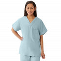 Medline Unisex 100% Cotton Reversible V-Neck Scrub Top with 2 Pockets - Unisex 100% Cotton Reversible V-Neck 2-Pocket Scrub Top, Size 2XL, Misty - 648MZSXXL