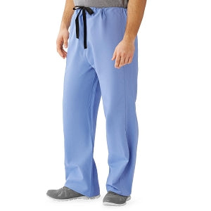 Medline Unisex 100% Cotton Reversible Drawstring Scrub Pants - 100% Cotton Reversible Scrub Pants, Ciel, Unisex Size S - 649MHSS