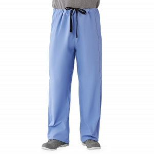 Medline Unisex 100% Cotton Reversible Drawstring Scrub Pants - 100% Cotton Reversible Scrub Pants, Ciel, Unisex Size XL - 649MHSXL