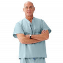 Medline Unisex 100% Cotton Reversible Hyperbaric Scrub Top with Pockets - Unisex 100% Cotton Reversible Hyperbaric Scrub Top with Medline Color-Coding, Size 3XL, Misty - 658MZSXXXL-CM