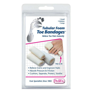 PediFix Tubular Foam Toe Bandages Tubular Foam Toe Bandages, 3/pk, 1 sm., 1 med., 1 large - 66496