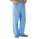 Medline AngelStat Unisex Elastic Waist Cargo Scrub Pants - AngelStat Unisex Elastic Waist Cargo Scrub Pants, Size M Long Inseam, Ceil Blue - 674NTHML
