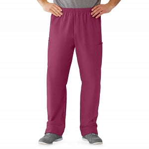 Medline AngelStat Unisex Elastic Waist Cargo Scrub Pants - AngelStat Unisex Elastic Waist Cargo Scrub Pants, Size L Regular Inseam, Raspberry - 674NTRLM