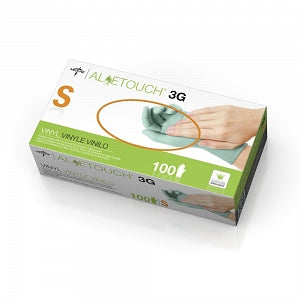 Medline Aloetouch 3G Synthetic Exam Gloves - CA Only - For California Only, Aloetouch 3G Powder-Free Stretch Vinyl Exam Gloves, Size S - 6MDS195174