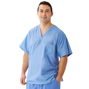 Medline Encore Unisex Two Pocket Scrub Tops - Encore Unisex Reversible V-Neck 2-Pocket Scrub Top with Angelica Color-Coding, Size XL, Ceil Blue - 710PTHXL-CA