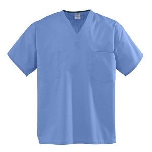 Medline Encore Unisex Two Pocket Scrub Tops - Encore Unisex Reversible V-Neck 2-Pocket Scrub Top with Angelica Color-Coding, Size XS, Ceil Blue - 710PTHXS-CA