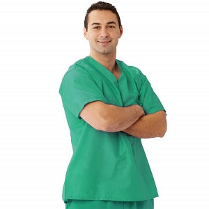 Medline Encore Unisex Two Pocket Scrub Tops - Encore Unisex Reversible V-Neck 2-Pocket Scrub Top with Fashion Seal Color-Coding, Size L, Jade - 710PTJL-CF