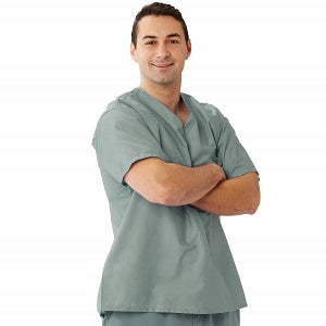 Medline Encore Unisex Two Pocket Scrub Tops - Encore Unisex Reversible V-Neck 2-Pocket Scrub Top with Fashion Seal Color-Coding, Size 2XL, Misty - 710PTZXXL-CF