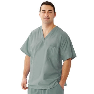 Medline Encore Unisex Two Pocket Scrub Tops - Encore Unisex Reversible V-Neck 2-Pocket Scrub Top with Fashion Seal Color-Coding, Size 3XL, Misty - 710PTZXXXL-CF