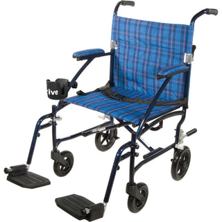 Fly-Lite Aluminum Transport Chair Fly-Lite Transport Chair, 19", Black/Red Plaid - 712503/BLACK/NA