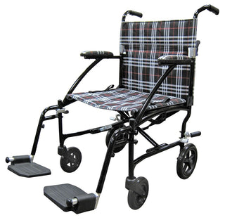 Fly-Lite Aluminum Transport Chair Fly-Lite Transport Chair, 19", Black/Red Plaid - 712503/BLACK/NA