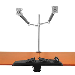 Alimed Zuma Monitor and Keyboard Tray Sit-Stand Bundle Dual Monitor Arm, Black - 712545/BLACK/NA