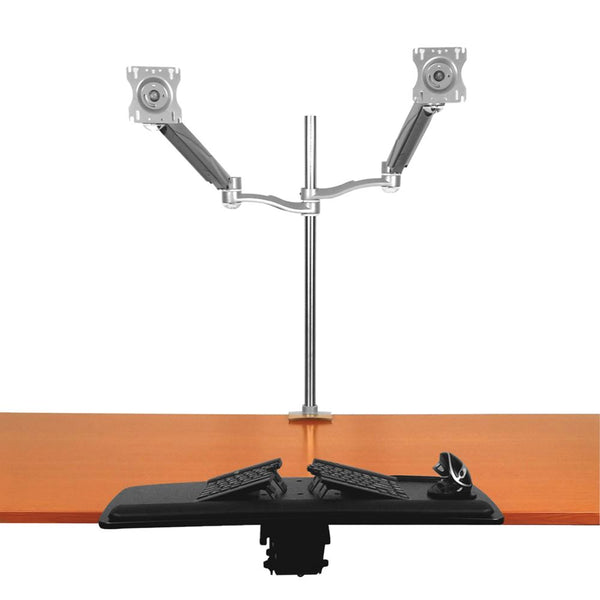 Alimed Zuma Monitor and Keyboard Tray Sit-Stand Bundle Dual Monitor Arm, Black - 712545/BLACK/NA