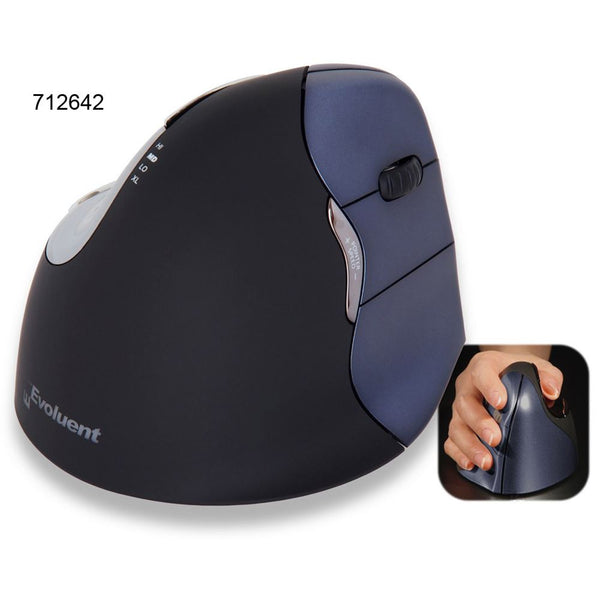 Evoluent VerticalMouse 4 Vertical Mouse (VM4SW), Optical, Small, Wireless, Right Hand, Brown/Black - 713347