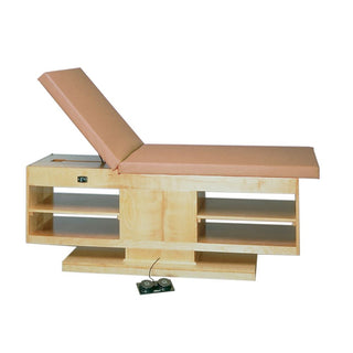 Bailey Hi-Lo, Electric Treatment Tables Hi-Lo, Electric Table w/Func. Shelves, Backrest, Natural Frame, Camel Upholstery - 713108/NTCA/NA