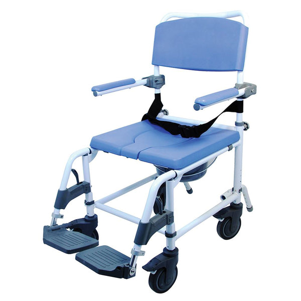 Healthline EZee Life Aluminum Shower-Commode Chair Ezee Life Aluminum Shower-Commode Chair, Self-Propelled, 18" Seat - 713398