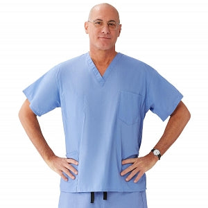 Medline Encore Unisex Reversible V-Neck Scrub Top with 4 Pockets - Encore Unisex Reversible V-Neck 4-Pocket Scrub Top with Fashion Seal Color-Coding, Size 2XL, Ceil Blue - 730PTHXXL-CF