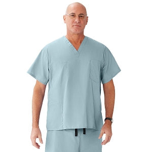 Medline Encore Unisex Reversible V-Neck Scrub Top with 4 Pockets - Encore Unisex Reversible V-Neck 4-Pocket Scrub Top with Fashion Seal Color-Coding, Size L, Misty - 730PTZL-CF