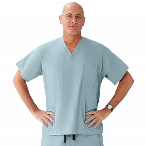 Medline Encore Unisex Reversible V-Neck Scrub Top with 4 Pockets - Encore Unisex Reversible V-Neck 4-Pocket Scrub Top with Fashion Seal Color-Coding, Size S, Misty - 730PTZS-CF