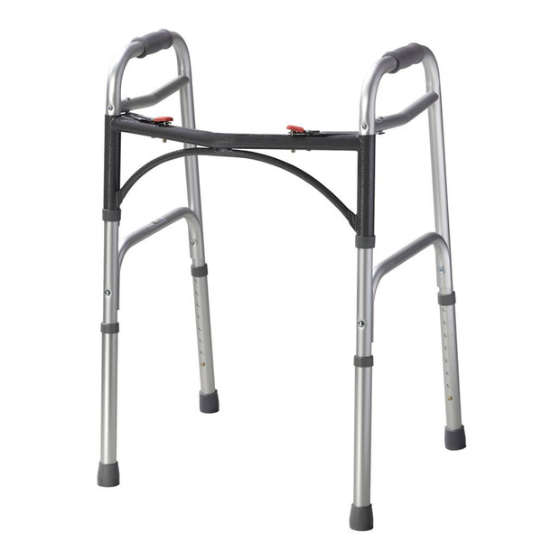 Alimed Drive Medical Deluxe Folding Walker Deluxe Folding Walker w/Basket, Wheels and Sleds - 74699
