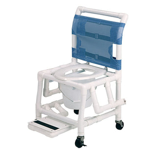 Healthline Deluxe PVC Shower Commode Chair Optional Sliding Footrest - 77265