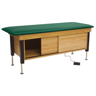 Hausmann Electro-Hydraulic Hi-Lo Treatment Table Treatment Table, Natural Oak/Slate Blue - 79963/NATOAK/SLBLU