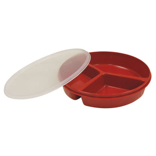Redware Partitioned Scoop Dish with Lid Redware Partitioned Scoop Dish w/Lid - 82785