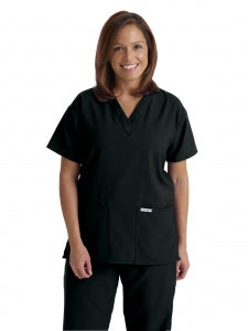 Medline PerforMAX Women's V-Neck Tunic Scrub Top with 2 Pockets - PerforMAX Women's V-Neck 2-Pocket Tunic Scrub Top, Size M, Black - 839DKWM