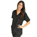 Medline PerforMAX Women's V-Neck Tunic Scrub Top with 2 Pockets - PerforMAX Women's V-Neck 2-Pocket Tunic Scrub Top, Size XS, Black - 839DKWXS
