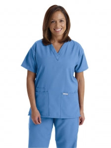 Medline PerforMAX Women's V-Neck Tunic Scrub Top with 2 Pockets - PerforMAX Women's V-Neck 2-Pocket Tunic Scrub Top, Size 2XL, Ceil Blue - 839NNTXXL