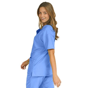 Medline PerforMAX Women's V-Neck Tunic Scrub Top with 2 Pockets - PerforMAX Women's V-Neck 2-Pocket Tunic Scrub Top, Size 2XL, Ceil Blue - 839NNTXXL