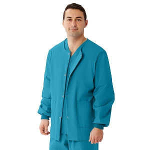 Medline Unisex AngelStat Snap-Front Warm-Up Scrub Jackets - AngelStat Unisex Snap Front Scrub Jacket, Peacock, Size 4XL - 849NBT4XL