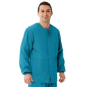 Medline Unisex AngelStat Snap-Front Warm-Up Scrub Jackets - AngelStat Unisex Snap Front Scrub Jacket, Peacock, Size XS - 849NBTXS